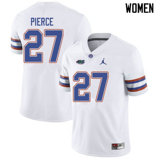 Women's Florida Gators #27 Dameon Pierce NCAA Jordan Brand White Authentic Stitched College Football Jersey KQU0162BO